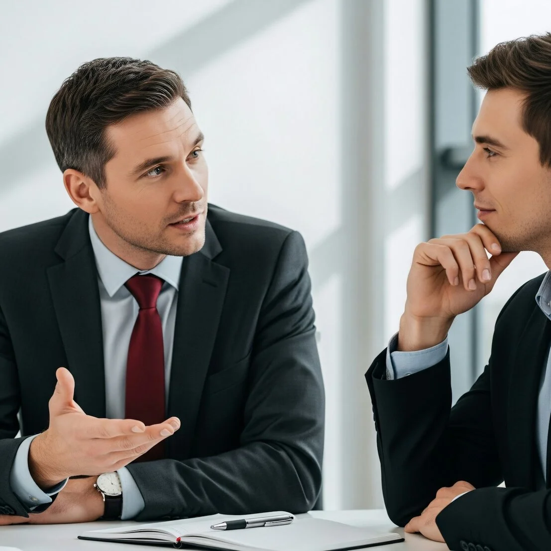 Riunione di consulenza con progetti sul tavolo